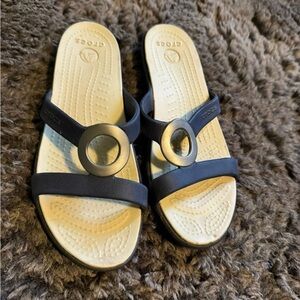 2 pairs of CROCS Women's Black and Cream Sandals